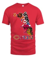Chicago Sports City Skyline T Shirt Fan Pride Graphic Tee - red t-shirt on white background