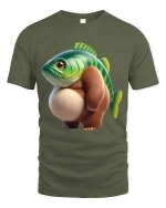 Funny Fish Bear Hybrid T Shirt Cute Weird Animal Graphic Tee - military green t-shirt on white background