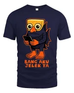 Funny Ugly Fish Meme T Shirt Weird Cartoon Humor Graphic Tee - navy t-shirt on white background