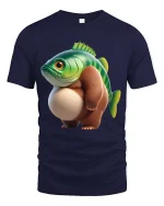 Funny Fish Bear Hybrid T Shirt Cute Weird Animal Graphic Tee - navy t-shirt on white background