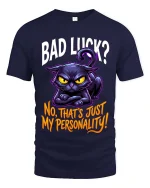 Funny Black Cat Bad Luck T Shirt Sarcastic Personality Tee - navy t-shirt on white background