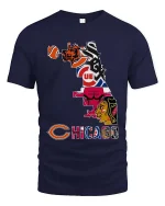 Chicago Sports City Skyline T Shirt Fan Pride Graphic Tee - navy t-shirt on white background