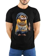 Funny Cartoon Beer Guy T Shirt Bearded Character Humor Tee - model wearing black tee with hands behind back