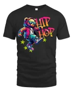 Hip Hop Bear Graphic T Shirt Cool Street Dance Urban Style - black t-shirt on white background