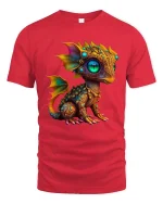 Cute Fantasy Dragon Graphic T Shirt Colorful Magical Creature - red t-shirt on white background