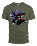 Savage Pitbull Chain Graphic T Shirt Fierce Streetwear Style - military green t-shirt on white background