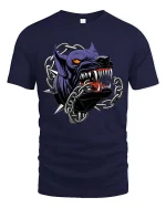 Savage Pitbull Chain Graphic T Shirt Fierce Streetwear Style - navy t-shirt on white background