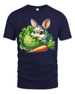 Cute Bunny Carrot Graphic T Shirt Funny Garden Animal Style - navy t-shirt on white background