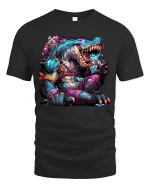 Mutant Crocodile Monster Graphic T Shirt Crazy Reptile Beast Tee - black t-shirt on white background