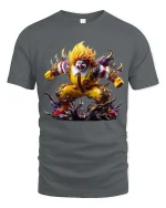 Creepy Fast Food Clown Monster Graphic T Shirt Horror Clown Tee - gray t-shirt on white background