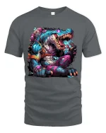 Mutant Crocodile Monster Graphic T Shirt Crazy Reptile Beast Tee - gray t-shirt on white background