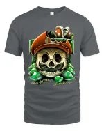 Funny Irish Skull Graphic T Shirt Lucky Clover Skull Tee - gray t-shirt on white background