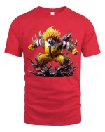 Creepy Fast Food Clown Monster Graphic T Shirt Horror Clown Tee - red t-shirt on white background