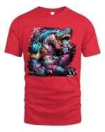 Mutant Crocodile Monster Graphic T Shirt Crazy Reptile Beast Tee - red t-shirt on white background
