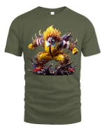 Creepy Fast Food Clown Monster Graphic T Shirt Horror Clown Tee - military green t-shirt on white background