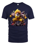 Creepy Fast Food Clown Monster Graphic T Shirt Horror Clown Tee - navy t-shirt on white background