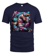 Mutant Crocodile Monster Graphic T Shirt Crazy Reptile Beast Tee - navy t-shirt on white background