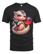 Mystic Baby Dragon T-Shirt Cute Fantasy Orb Magic Tee - black t-shirt on white background