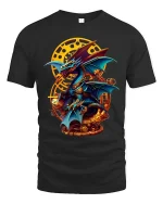 Steampunk Dragon T-Shirt Mechanical Fantasy Gear Art Tee - black t-shirt on white background