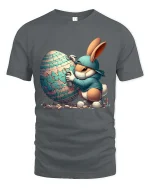 Graffiti Bunny T-Shirt Street Art Easter Egg Urban Tee - gray t-shirt on white background