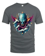 Kraken Skull T-Shirt Ocean Monster Dark Fantasy Art Tee - gray t-shirt on white background