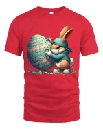 Graffiti Bunny T-Shirt Street Art Easter Egg Urban Tee - red t-shirt on white background