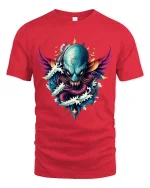 Kraken Skull T-Shirt Ocean Monster Dark Fantasy Art Tee - red t-shirt on white background