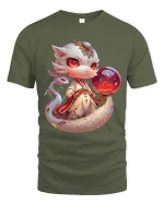 Mystic Baby Dragon T-Shirt Cute Fantasy Orb Magic Tee - military green t-shirt on white background