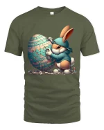 Graffiti Bunny T-Shirt Street Art Easter Egg Urban Tee - military green t-shirt on white background