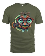 Funny Big Eyed Fish T-Shirt Colorful Nerdy Ocean Tee - military green t-shirt on white background