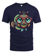 Funny Big Eyed Fish T-Shirt Colorful Nerdy Ocean Tee - navy t-shirt on white background