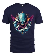 Kraken Skull T-Shirt Ocean Monster Dark Fantasy Art Tee - navy t-shirt on white background
