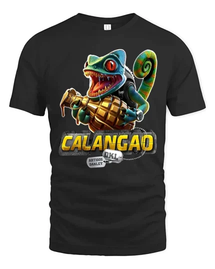 Funny Chameleon Grenade T Shirt Crazy Lizard Cartoon Graphic Tee - black t-shirt on white background