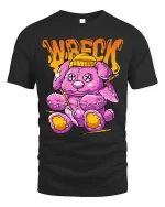 Wrecked Teddy Bear T Shirt Funny Dark Cute Plush Graphic Tee - black t-shirt on white background