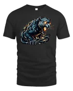 Fierce Black Panther T Shirt Glowing Eyes Wild Beast Graphic Tee - black t-shirt on white background