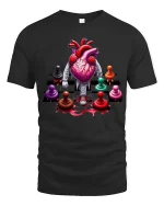 Walking Heart Chess T Shirt Funny Strategy Life Graphic Tee - black t-shirt on white background
