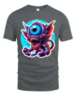 Funny One Eye Monster T Shirt Cute Creepy Cartoon Graphic Tee - gray t-shirt on white background