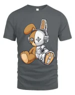 Cute Robot Teddy Bear T Shirt Kawaii Cyber Plush Graphic Tee - gray t-shirt on white background