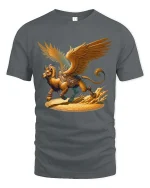 Mythical Griffin T Shirt Golden Winged Beast Fantasy Graphic Tee - gray t-shirt on white background