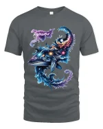 Cosmic Whale Galaxy T Shirt Colorful Ocean Space Art Tee - gray t-shirt on white background