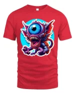 Funny One Eye Monster T Shirt Cute Creepy Cartoon Graphic Tee - red t-shirt on white background
