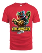 Funny Chameleon Grenade T Shirt Crazy Lizard Cartoon Graphic Tee - red t-shirt on white background