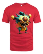 Cute Crazy Cyclops Monster T Shirt Funny Weird Creature Graphic Tee - red t-shirt on white background