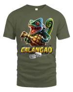 Funny Chameleon Grenade T Shirt Crazy Lizard Cartoon Graphic Tee - military green t-shirt on white background