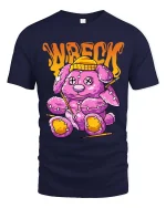 Wrecked Teddy Bear T Shirt Funny Dark Cute Plush Graphic Tee - navy t-shirt on white background