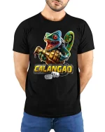 Funny Chameleon Grenade T Shirt Crazy Lizard Cartoon Graphic Tee - model wearing black tee with hands behind back