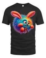 Funny Rainbow Bunny Riding Bike Graphic T Shirt - black t-shirt on white background
