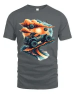 Off Road Adventure Truck Sunset Landscape T Shirt - gray t-shirt on white background