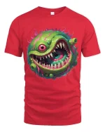 Crazy One Eye Monster Slime Cartoon Graphic T Shirt - red t-shirt on white background
