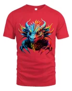 Colorful Fantasy Dragon Head Fierce Graphic T Shirt - red t-shirt on white background